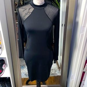 Black and sheer midi dress